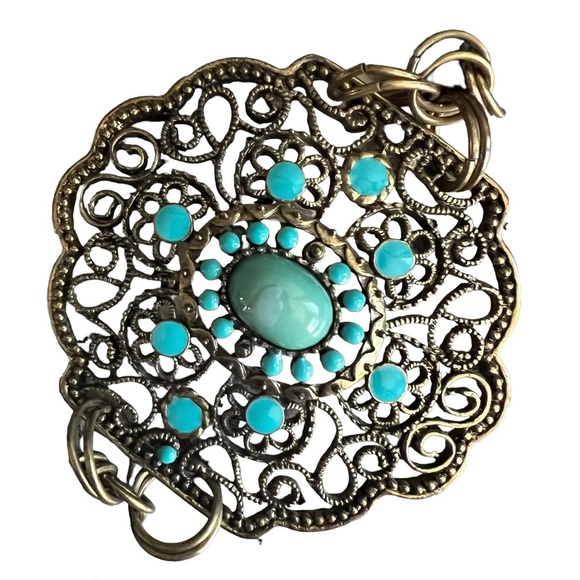 Treska Boho Antique Gold & Turquoise Colored Statement Belt - Picture 6 of 6